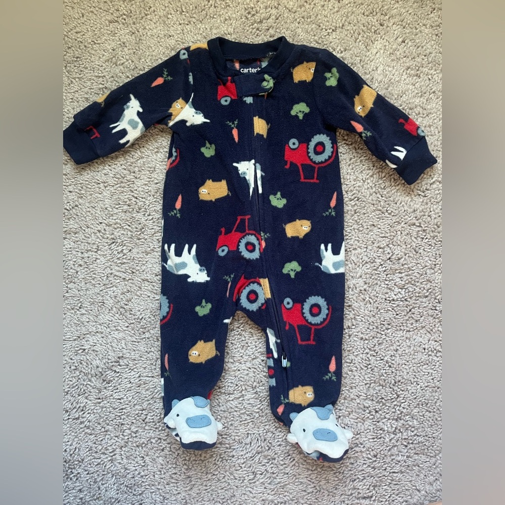 Carter's Navy Animal and Tractor Footie